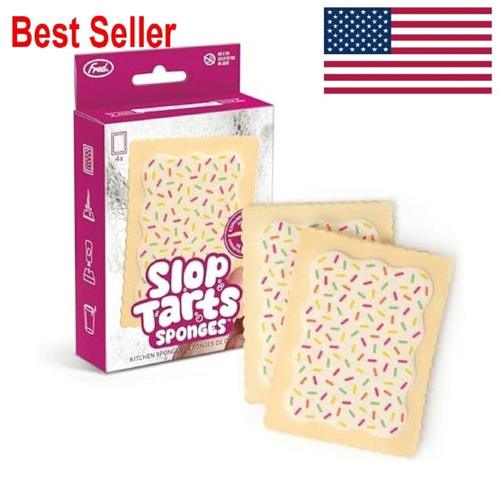 Compressed Kitchen Sponges Set of 4 Expands When Wet Quirky Functional
